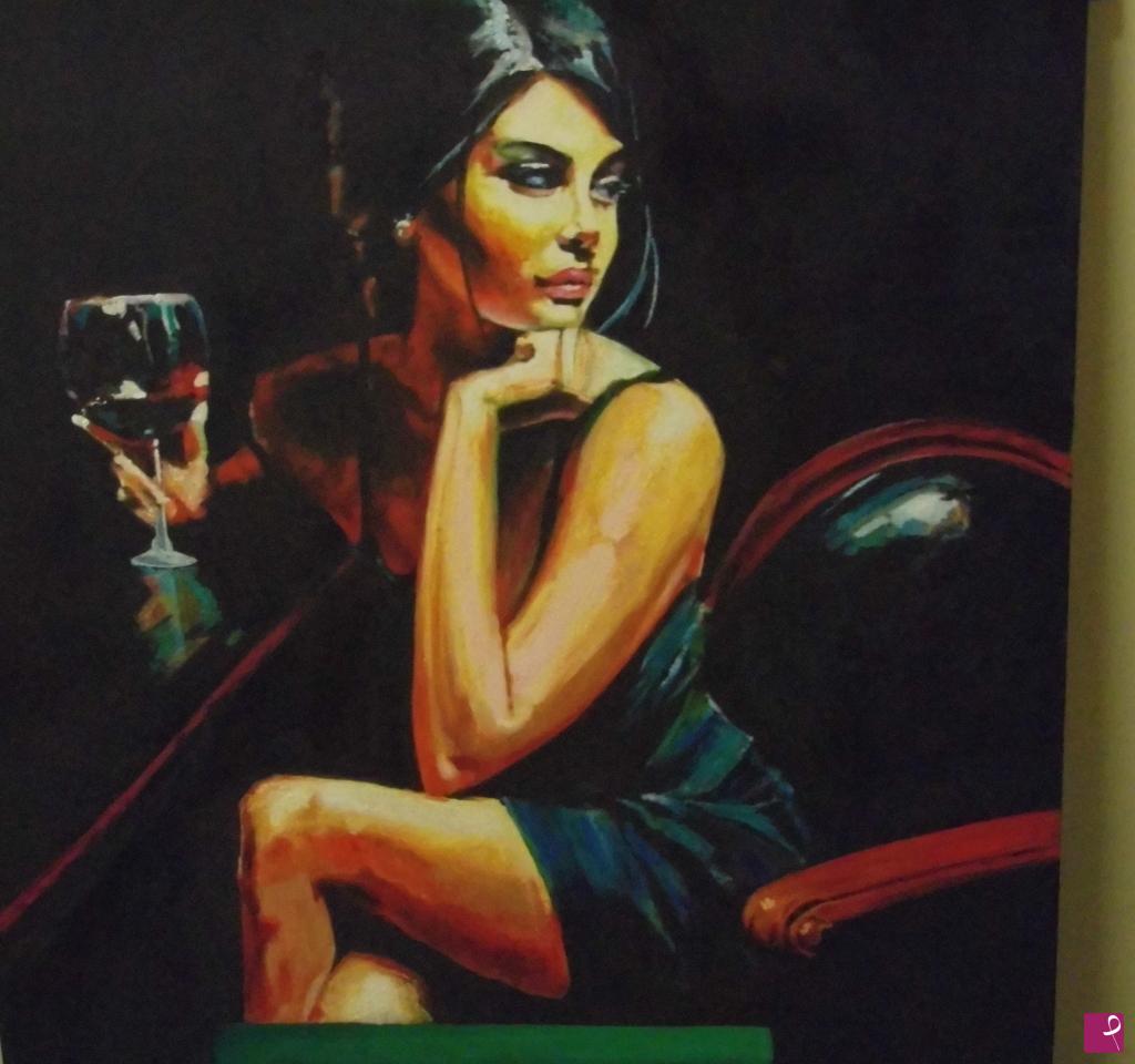 quadri in vendita online - ragazza al bar