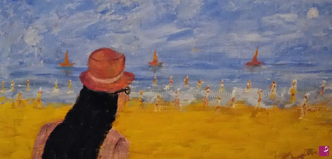 quadri in vendita online - Ragazza al mare