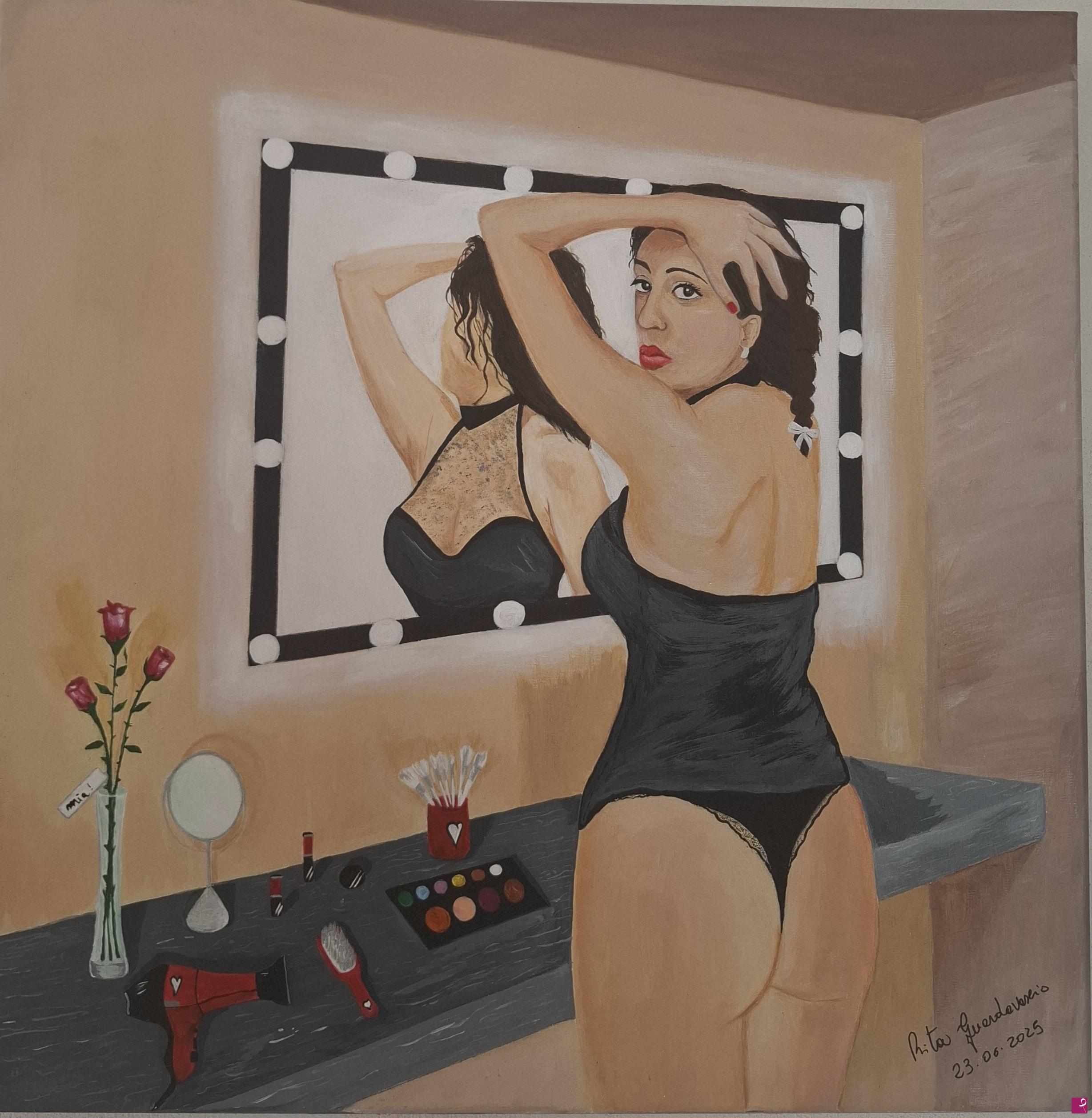 quadri in vendita online - Ragazza allo specchio