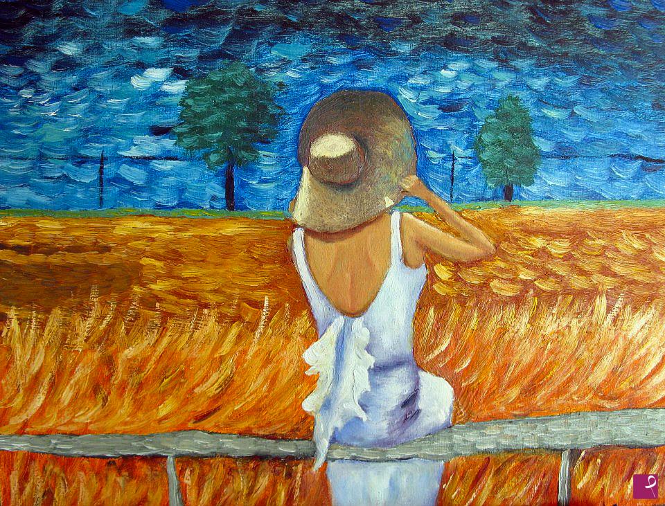 quadri in vendita online - Ragazza col cappello