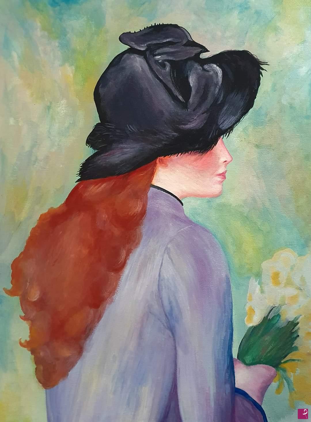 quadri in vendita online - Ragazza con bouquet 