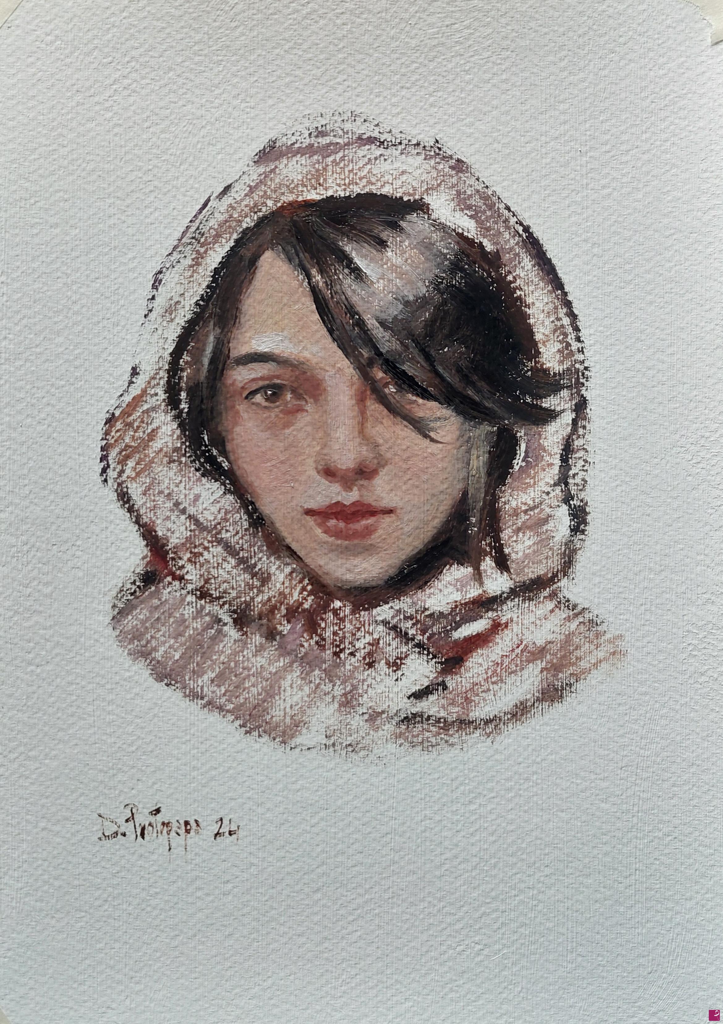 quadri in vendita online - Ragazza con cappuccio 