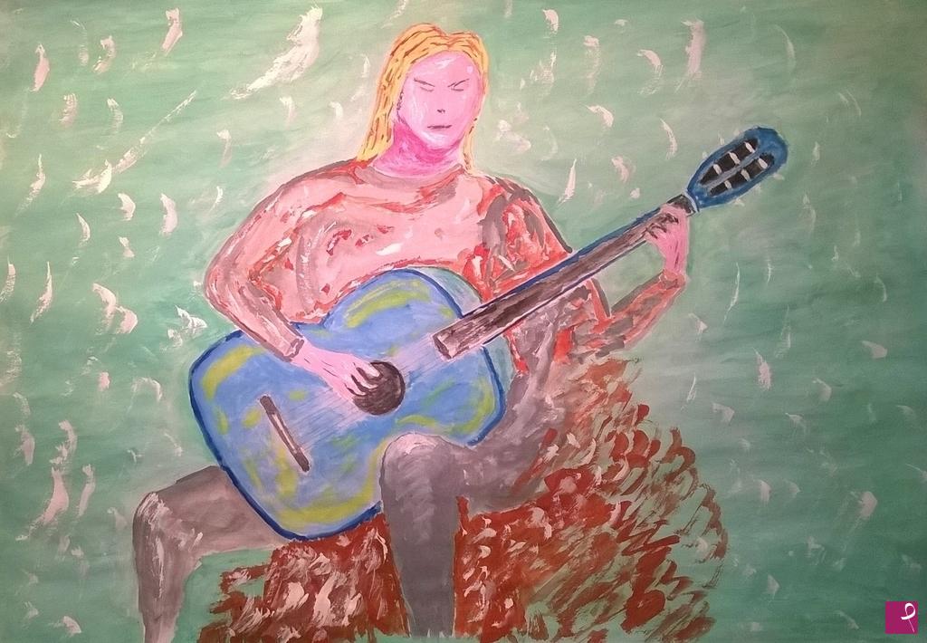 quadri in vendita online - Ragazza con chitarra