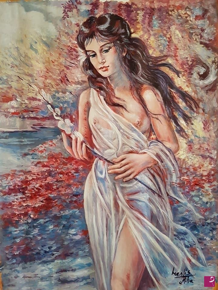 quadri in vendita online - Ragazza con fiore