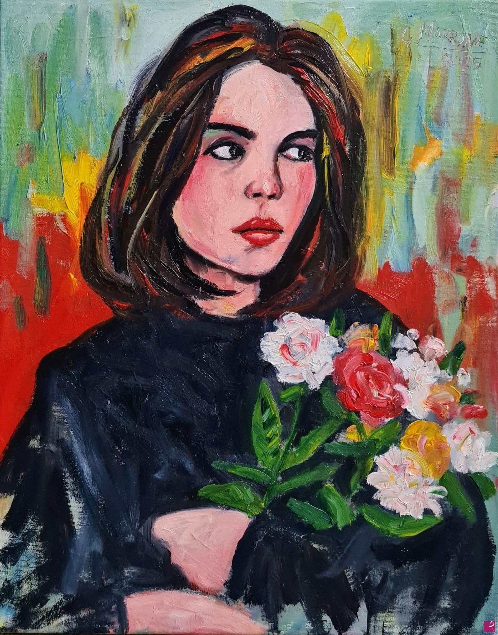quadri in vendita online - Ragazza con fiori