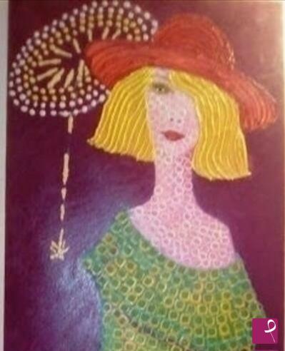 quadri in vendita online - Ragazza con il cappello rosso