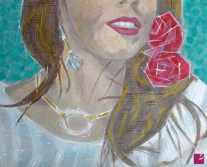 quadri in vendita online - Ragazza con le rose