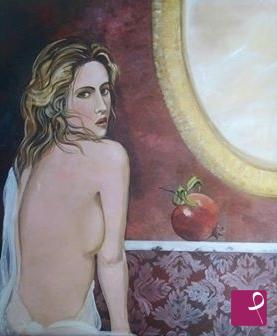 quadri in vendita online - Ragazza con melograno