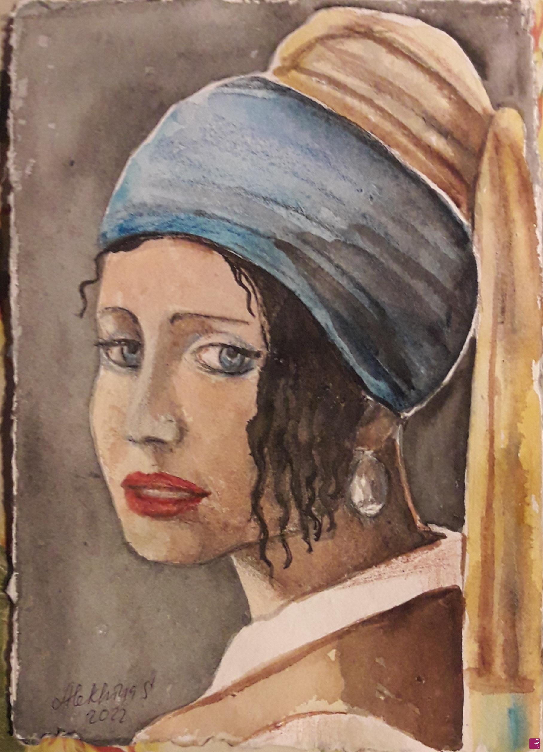 quadri in vendita online - Ragazza con turbante