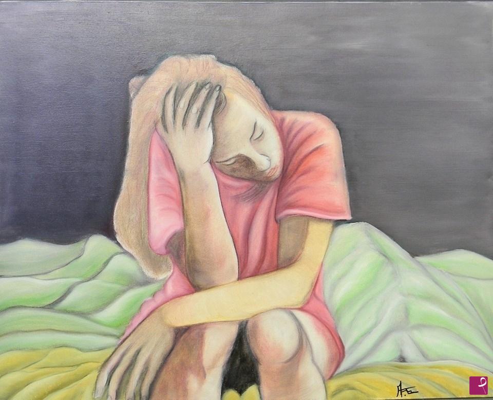 quadri in vendita online - RAGAZZA DEPRESSA