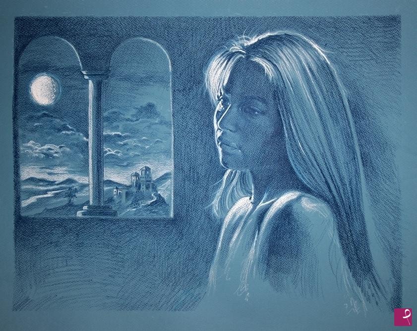 quadri in vendita online - Ragazza di Luna