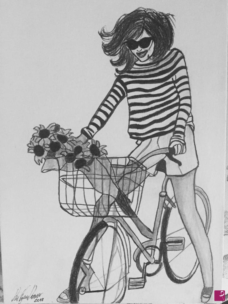 quadri in vendita online - Ragazza in bicicletta 
