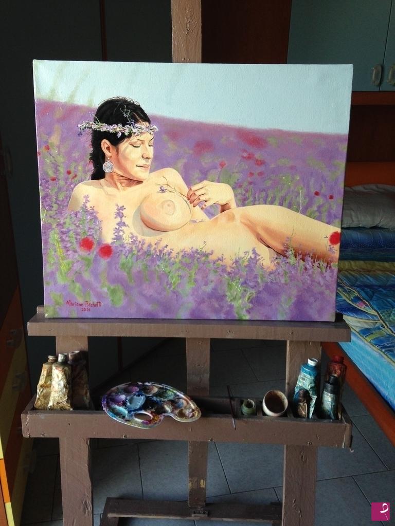 quadri in vendita online - Ragazza in Campo di Lavanda - 2014