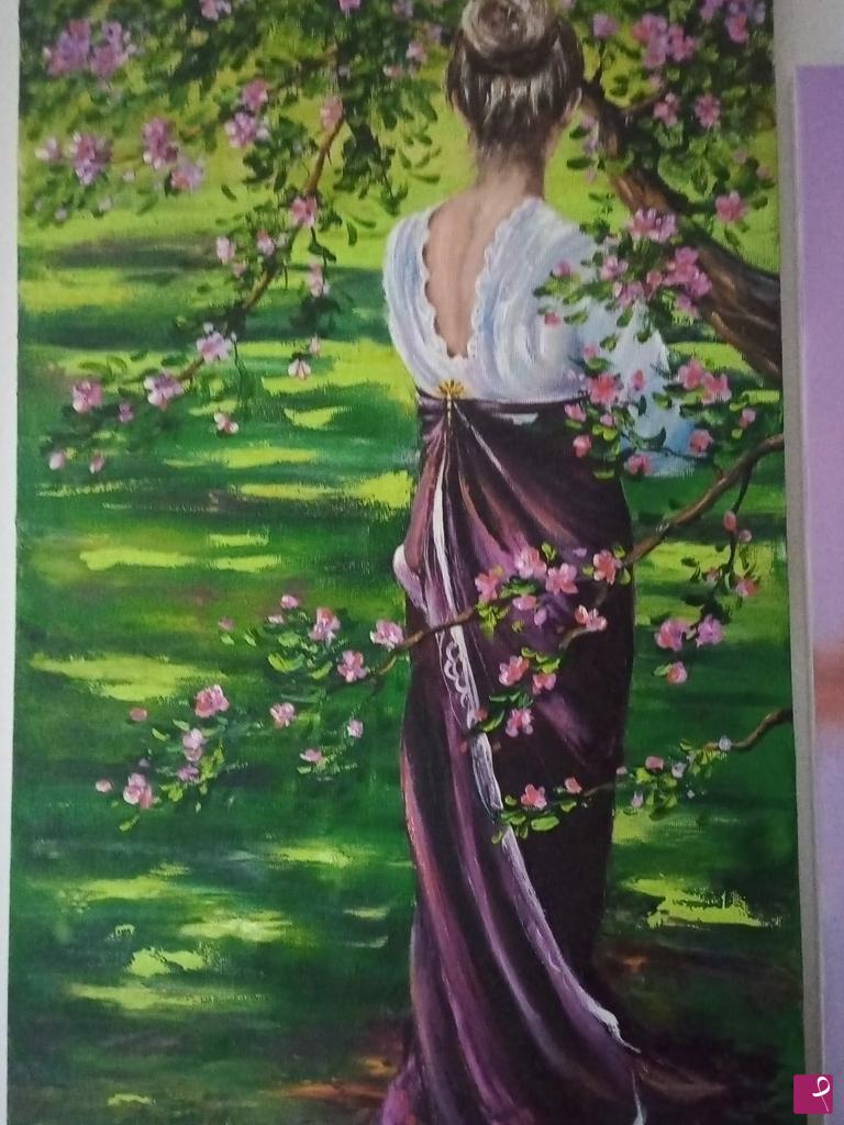 quadri in vendita online - Ragazza in giardino 