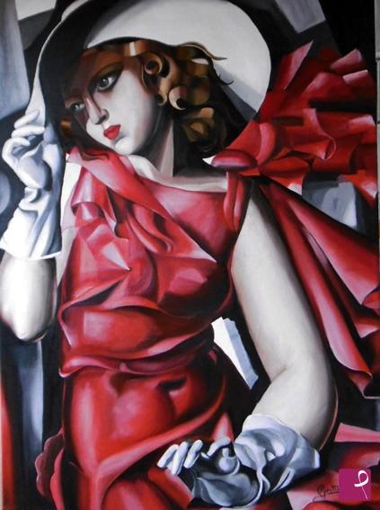 quadri in vendita online - ragazza in rosso