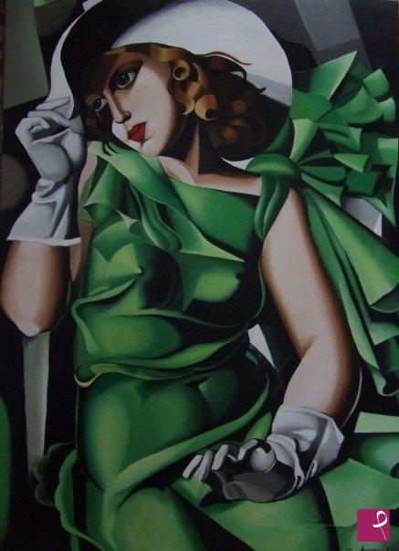 quadri in vendita online - ragazza in verde