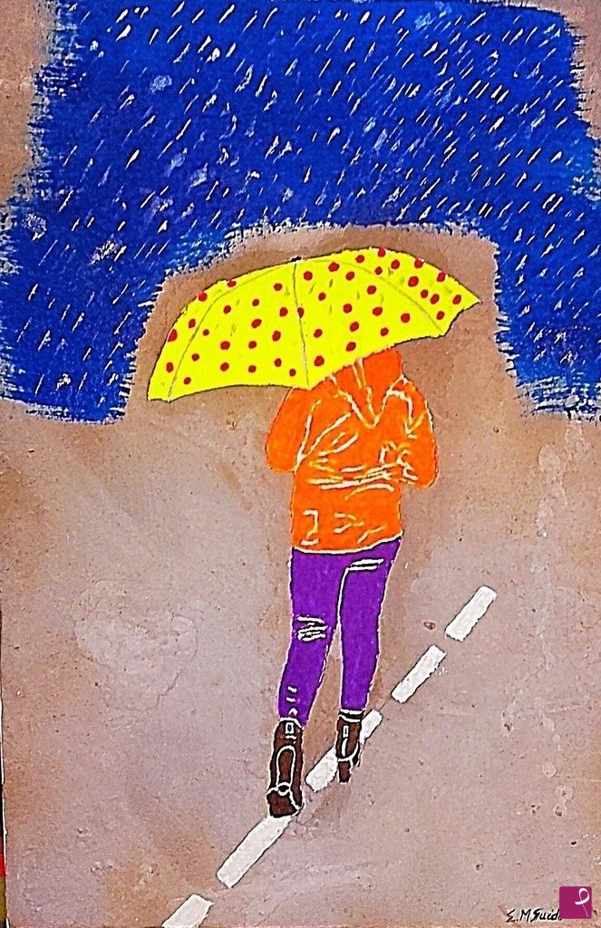 quadri in vendita online - Ragazza nella pioggia (Girl in the rain, 2018)