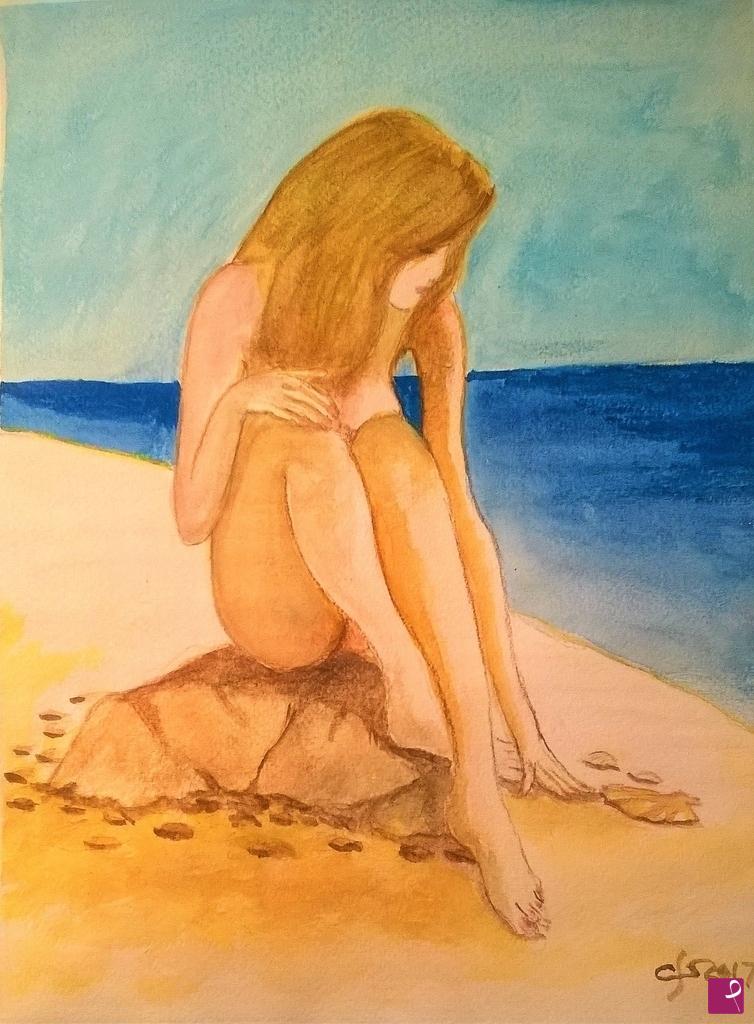 quadri in vendita online - ragazza sulla riva
