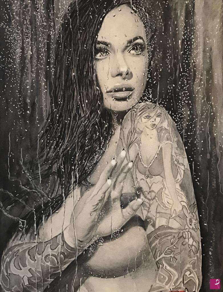 quadri in vendita online - Ragazza tatuata.