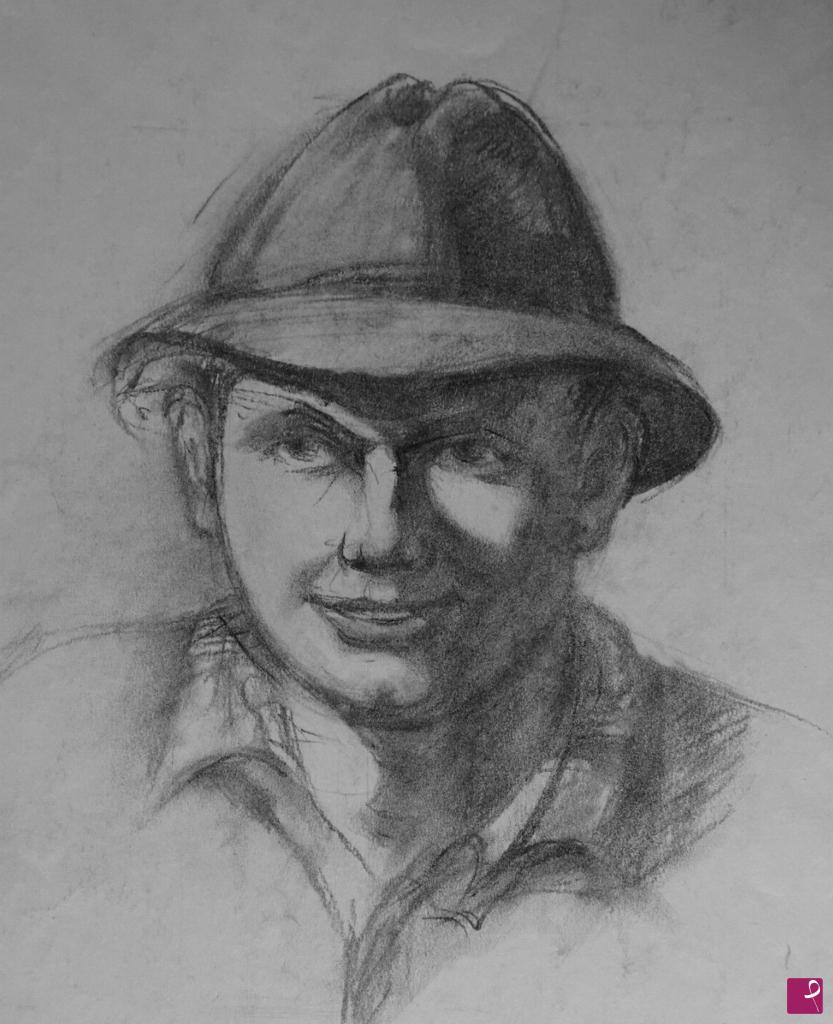 quadri in vendita online - Ragazzo con un cappello nero