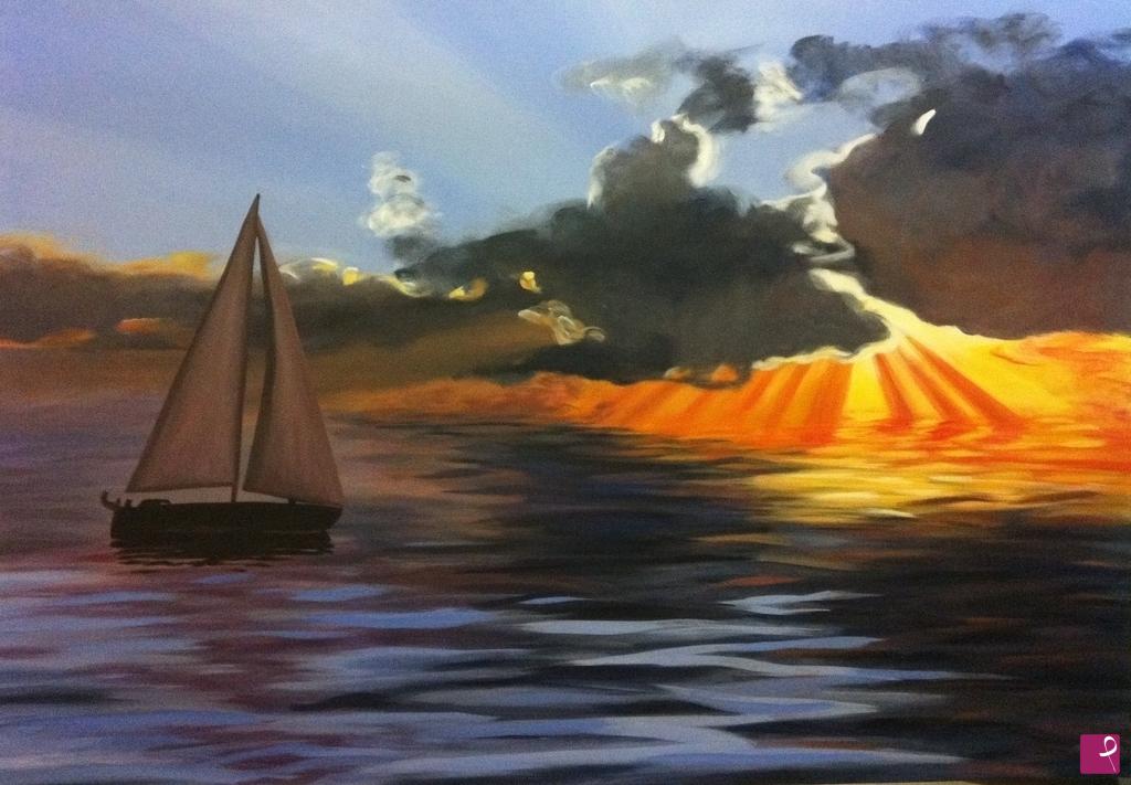 quadri in vendita online - Raggi sul mare 140x100