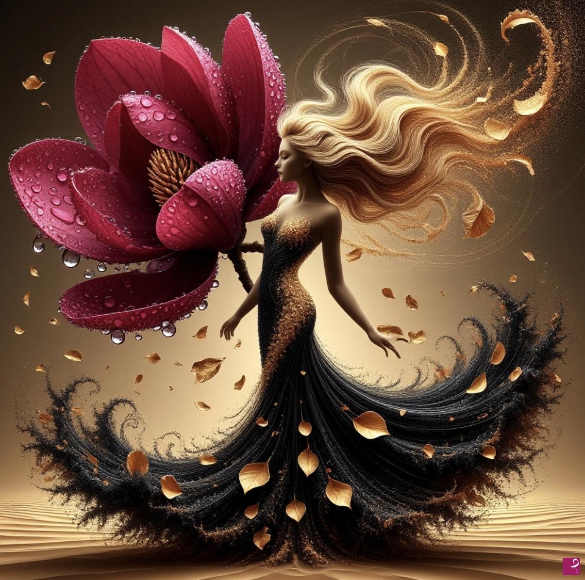 quadri in vendita online - Rain, wind and beautiful flowers 