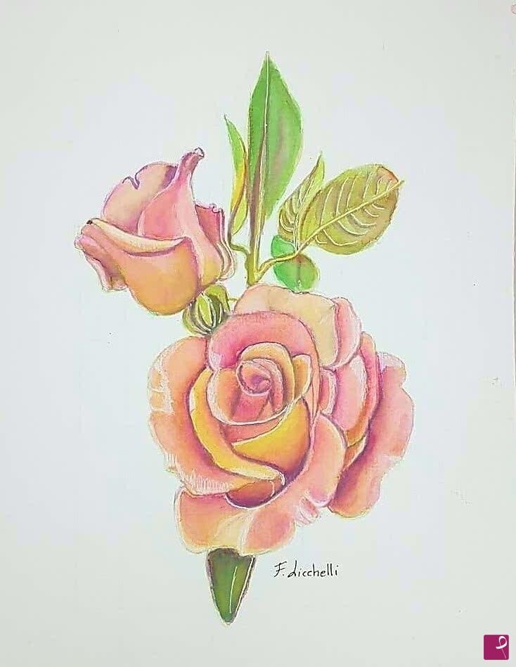 quadri in vendita online - Ramo con rosa