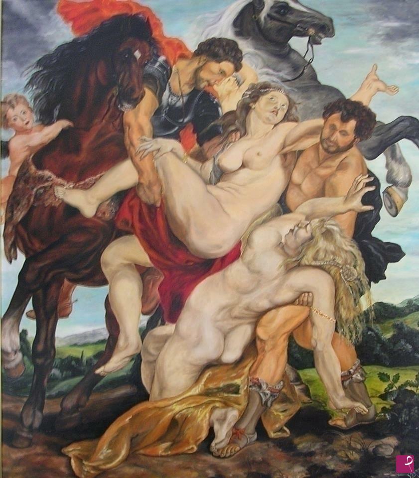 quadri in vendita online - ratto delle figlie di Leucippo omaggio a Rubens