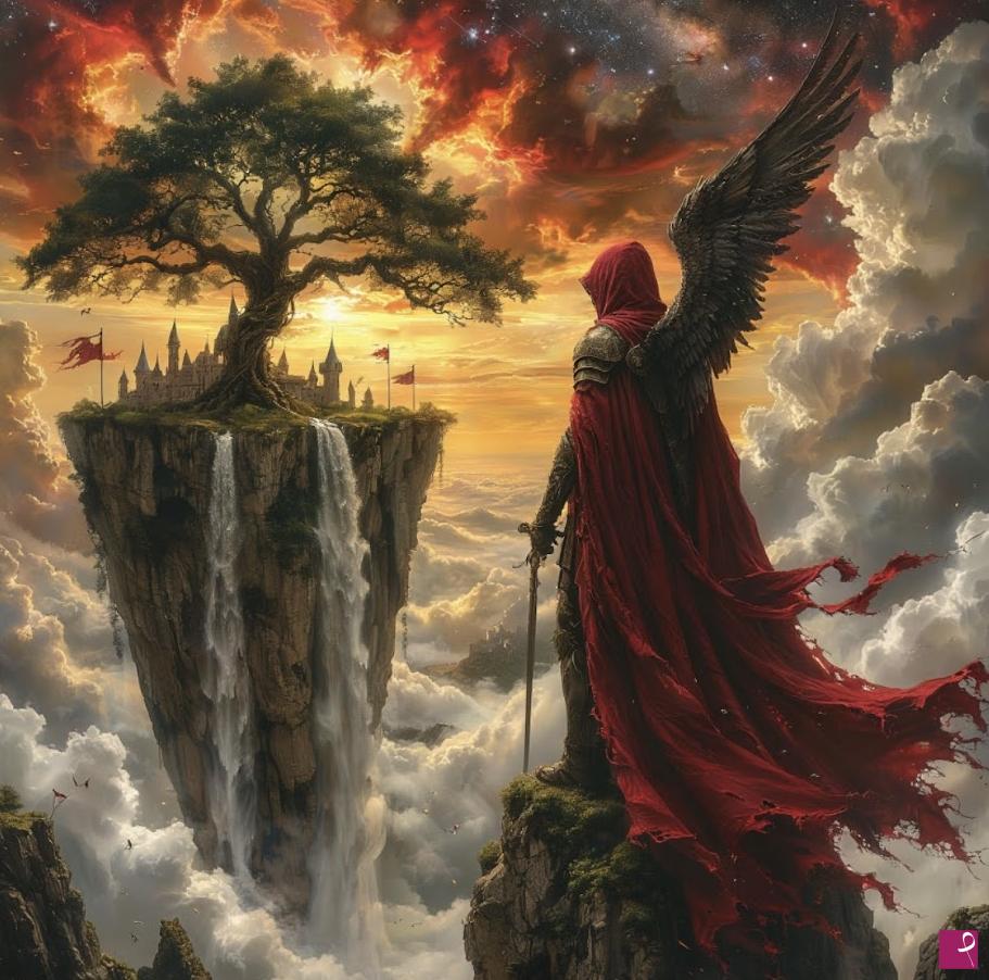quadri in vendita online - Red angel in sky