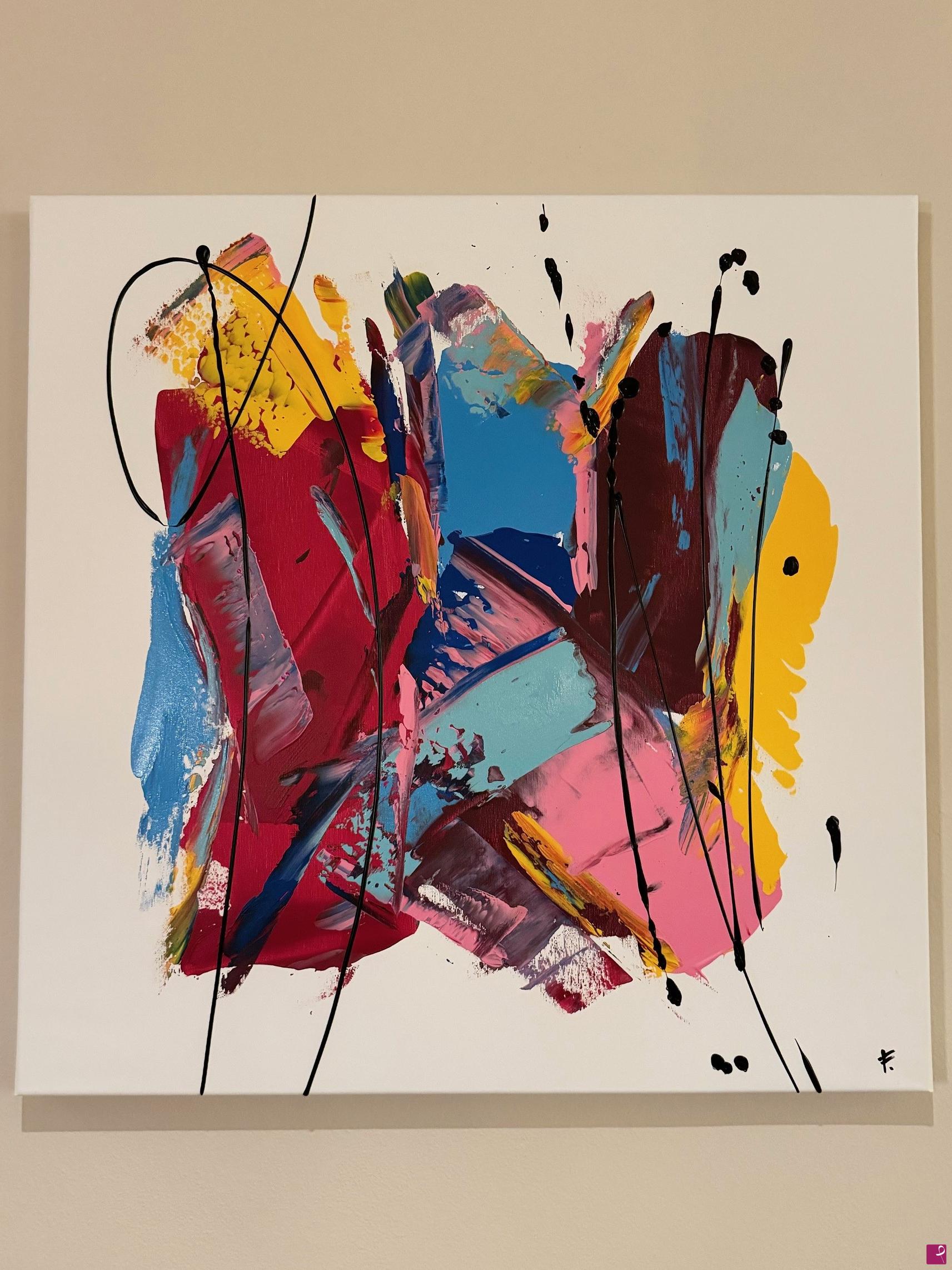 quadri in vendita online - Red blue and pink caos 