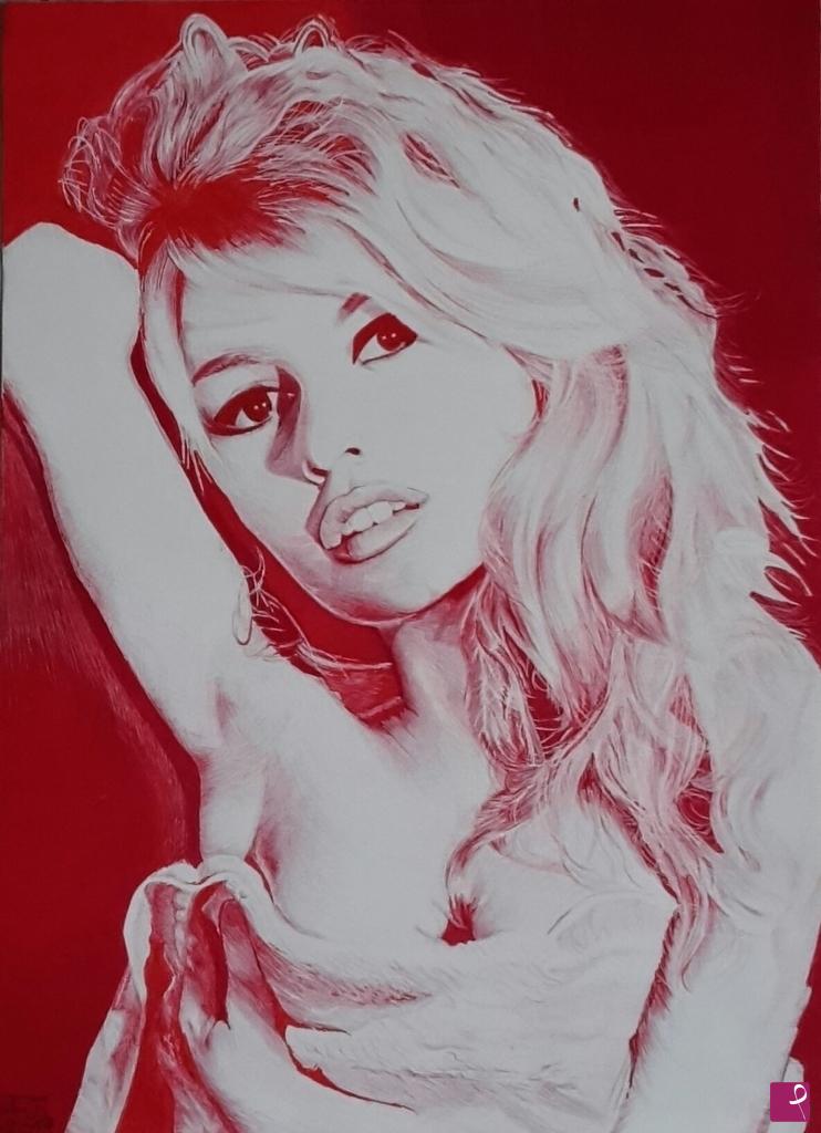 quadri in vendita online - Red Brigitte - Brigitte Bardot 