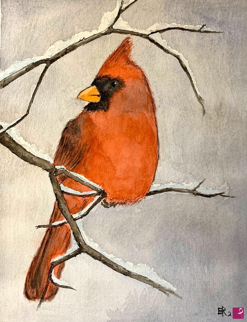 quadri in vendita online - Red Cardinal