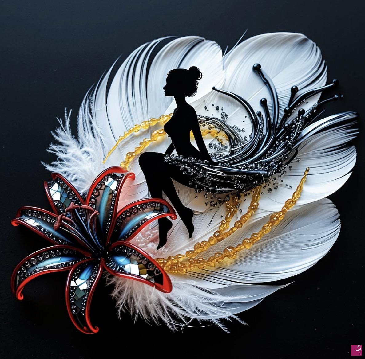 quadri in vendita online - Red lily and black girl 
