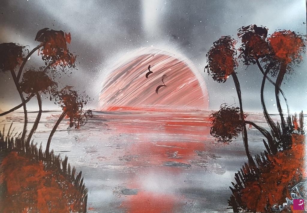 quadri in vendita online - Red Moon