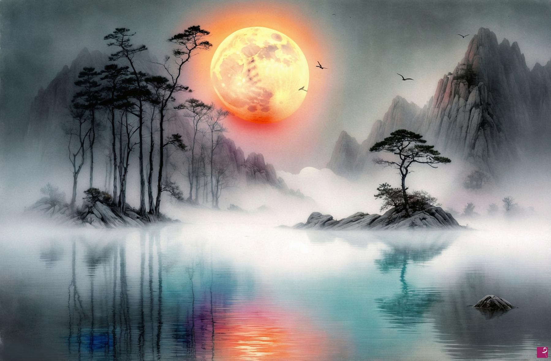 quadri in vendita online - Red moon