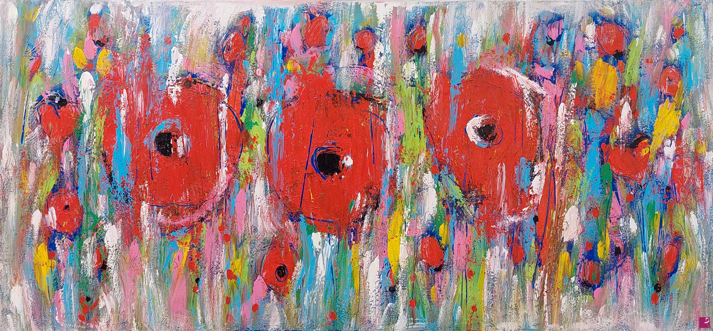 quadri in vendita online - Red passion flowers 