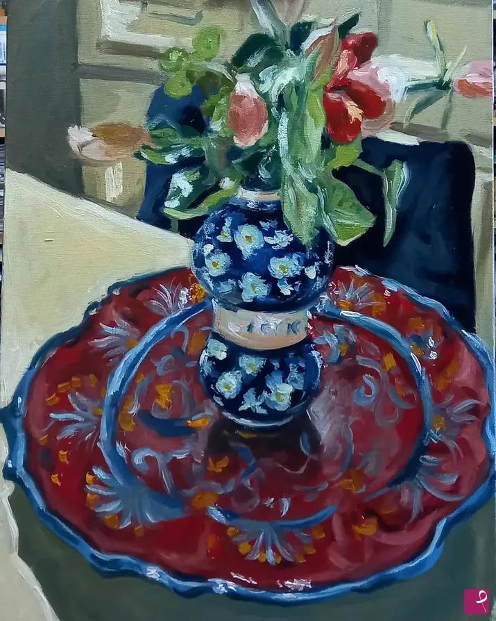 quadri in vendita online - Red plate