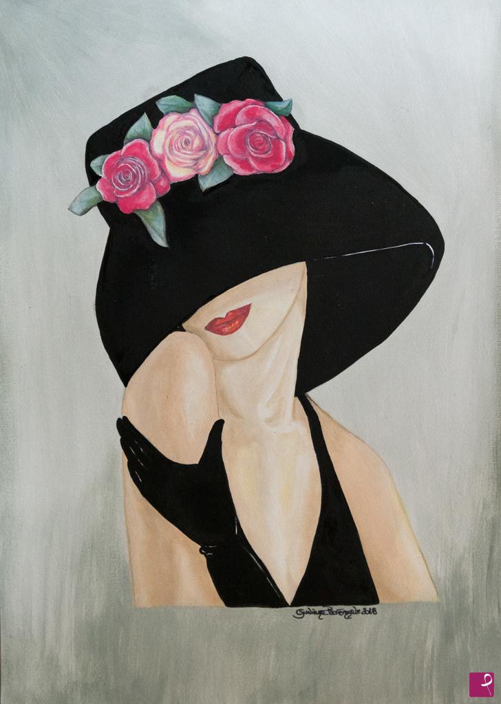 quadri in vendita online - Red Rose Hat  