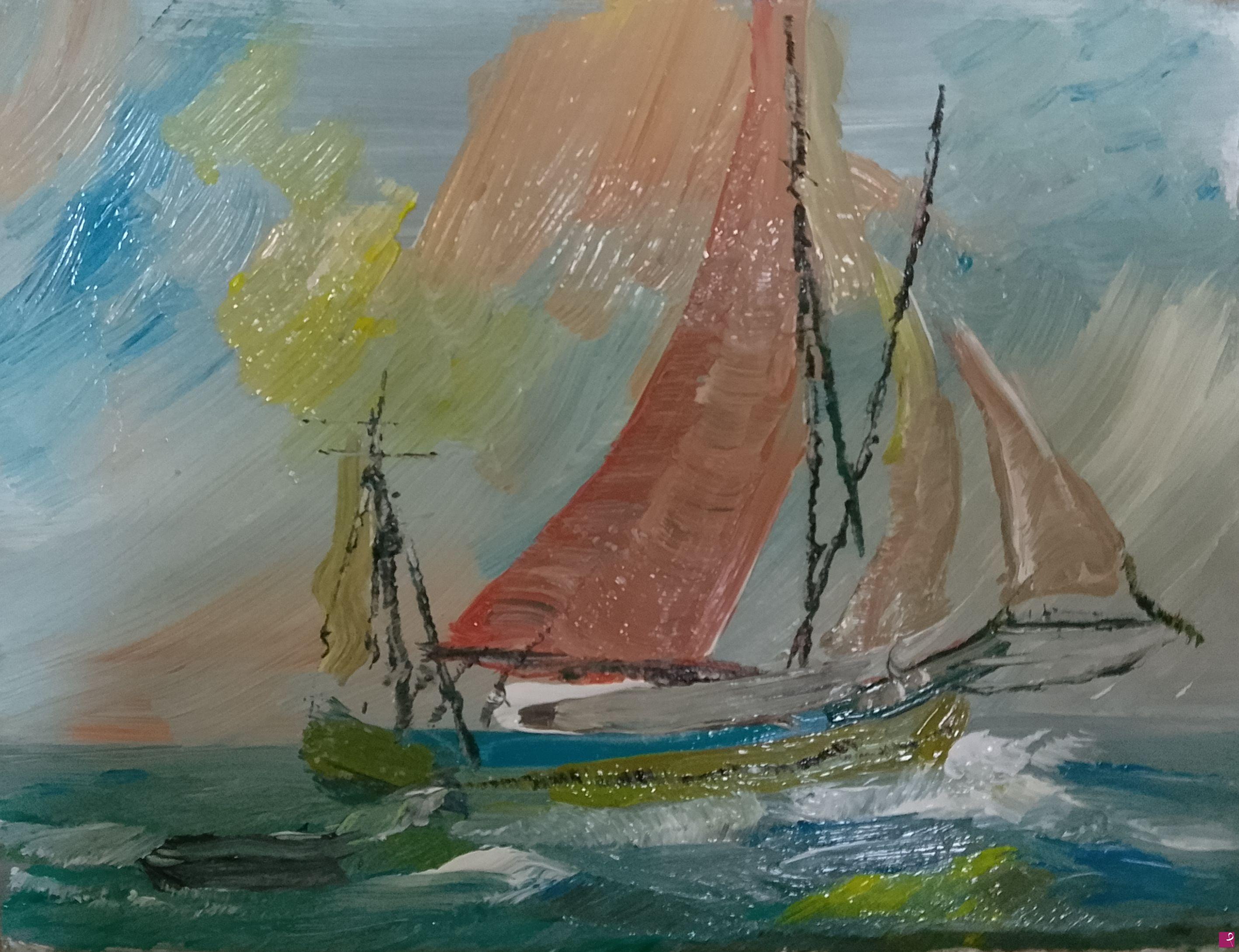 quadri in vendita online - Red sail
