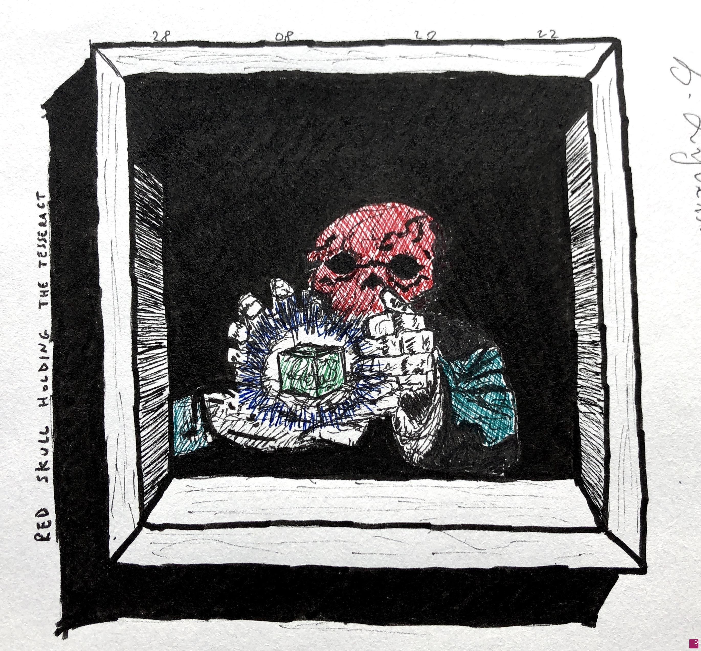 quadri in vendita online - RED SKULL HOLDING THE TESSERACT