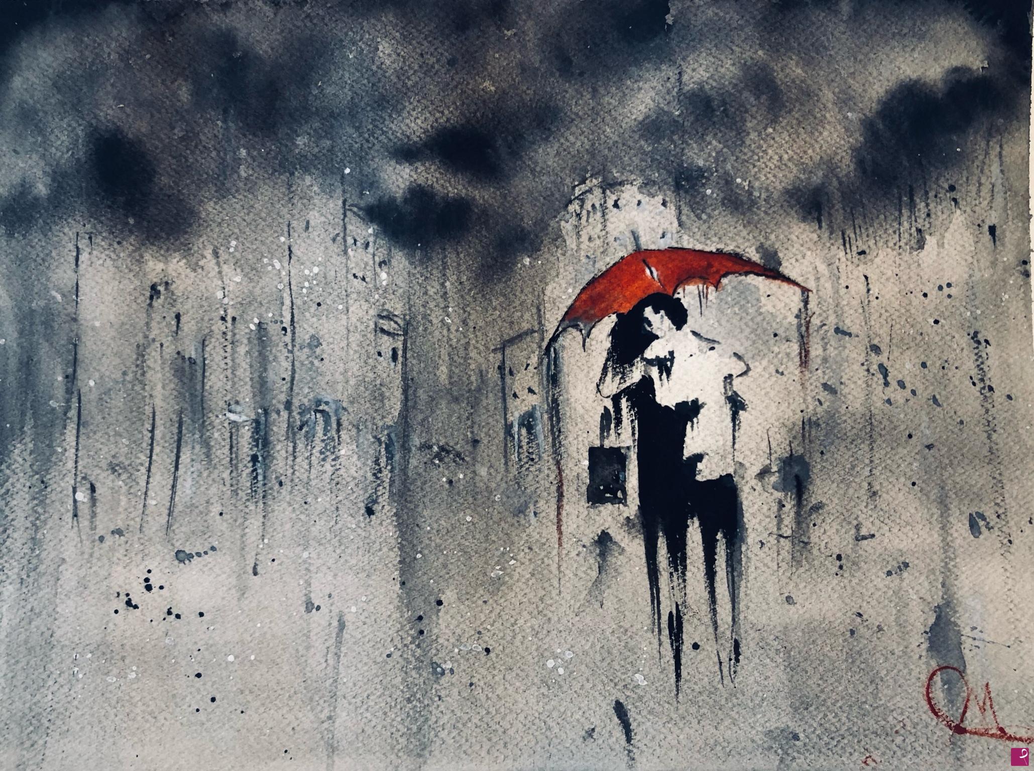 quadri in vendita online - Red Umbrella 