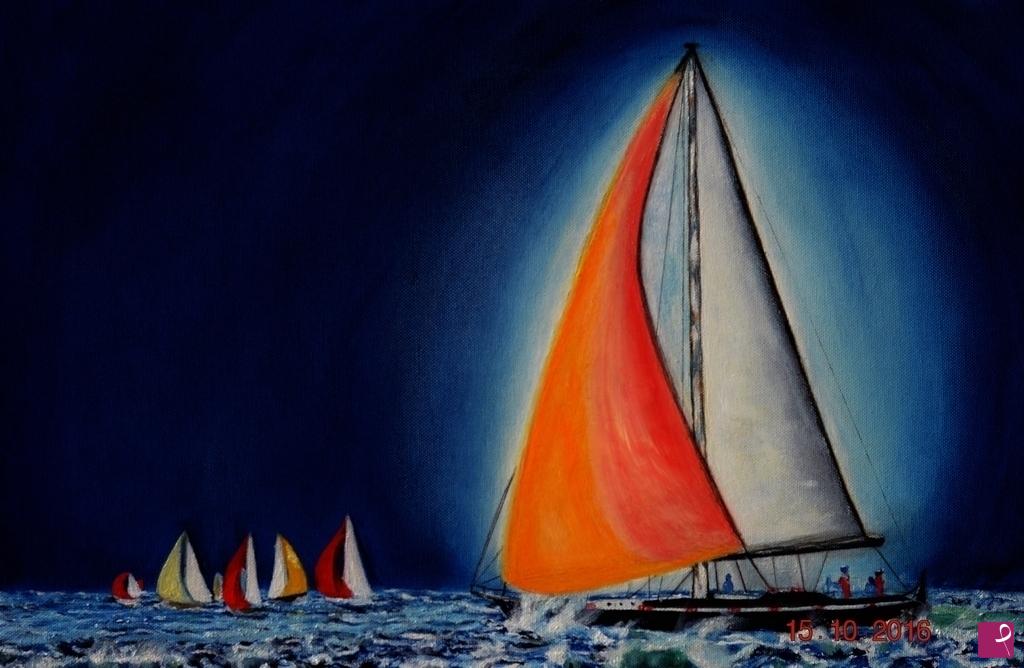 quadri in vendita online - Regata a Marina di Pisa