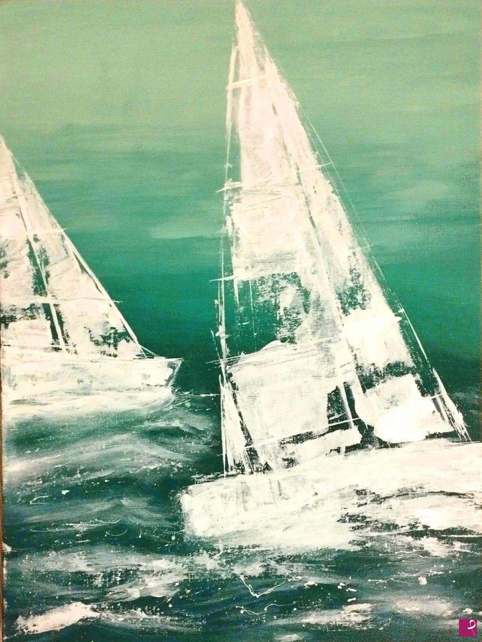 quadri in vendita online - Regata con mare mosso
