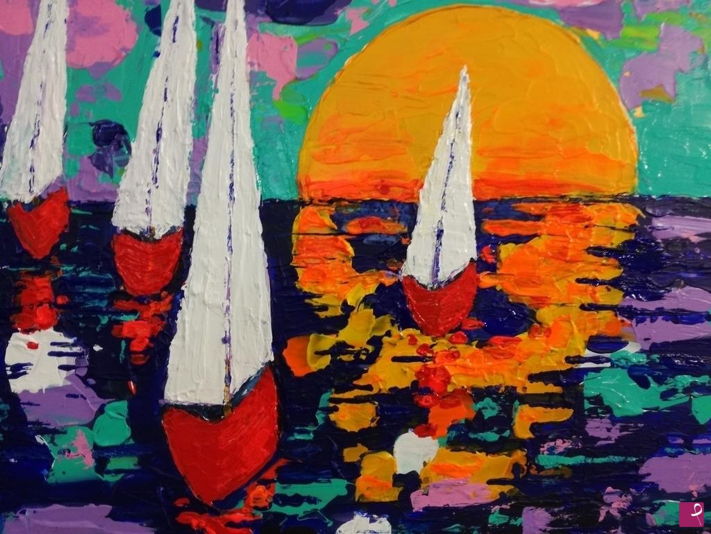 quadri in vendita online - Regata velica all'alba