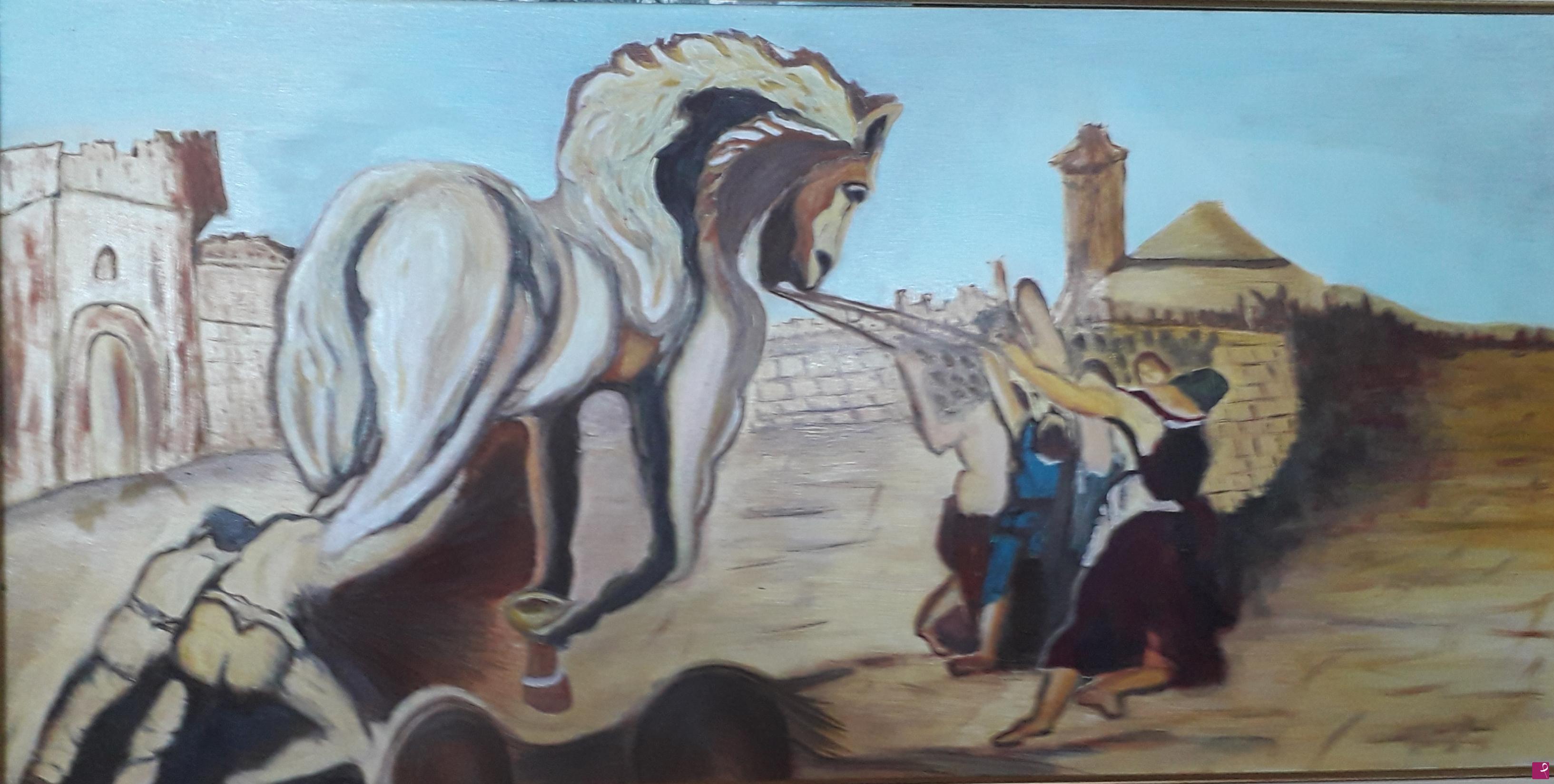 quadri in vendita online -  Reinterpretando Tiepolo, il cavallo di Troia.