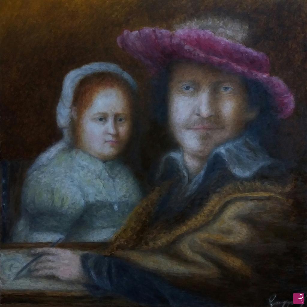 quadri in vendita online - REMBRANDT AND HIS WIFE SASKIA