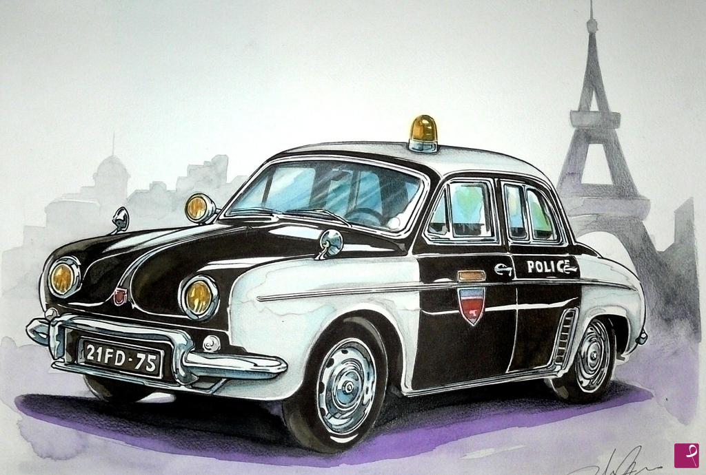 quadri in vendita online - RENAULT Dauphine POLICE PARISIENNE 1962