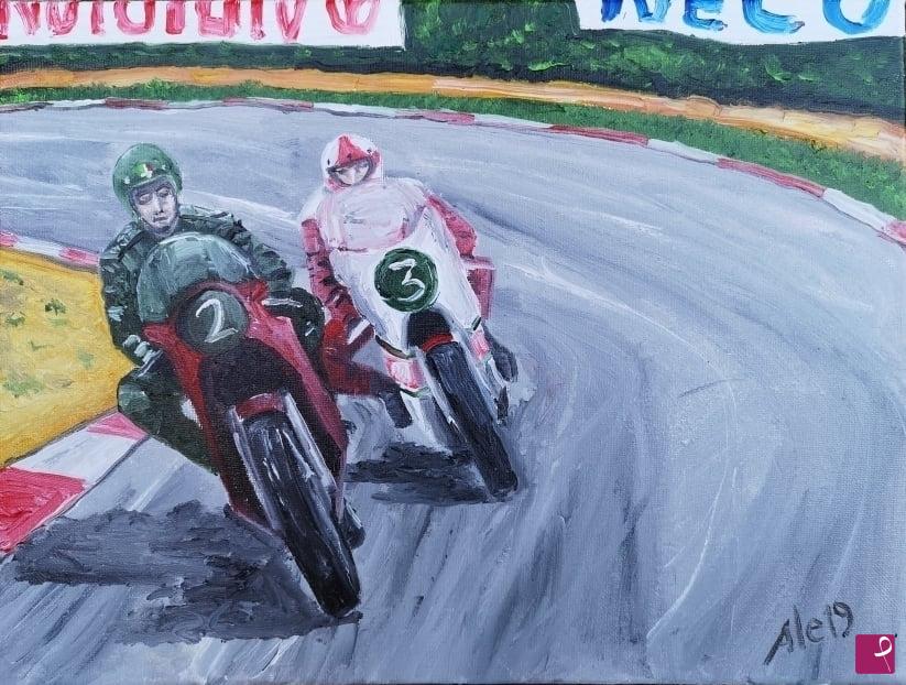 quadri in vendita online - Renzo pasolini e Jarno Saarinen