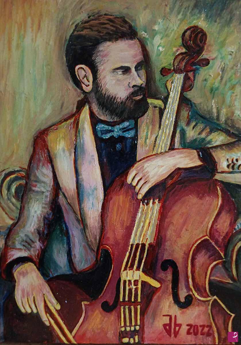 quadri in vendita online - Retrato de violonchelista