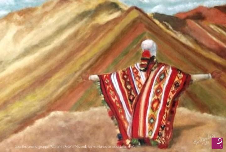 quadri in vendita online - Rezando Las Montañas de los siete colores - rif. LG-116-PE/OT50X70-O/2020